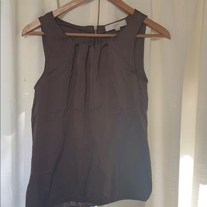 Brown Silk Sleeveless Shirt